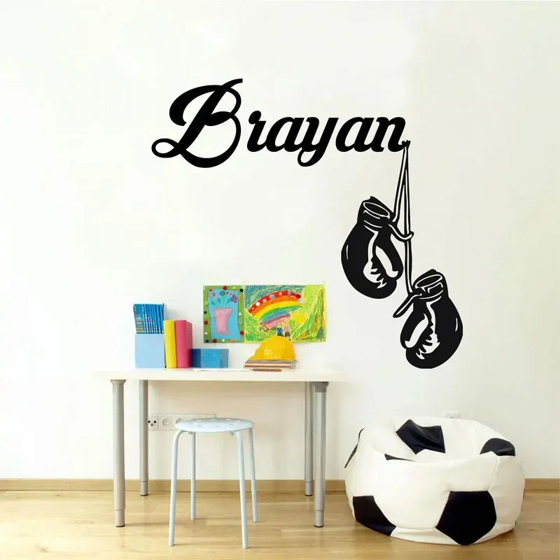 

Boxing Personalised Name Wall Decal BOXER Vinyl Sticker Bedroom Boxing Gloves Sport Fight Deco For Boy's Room Z267