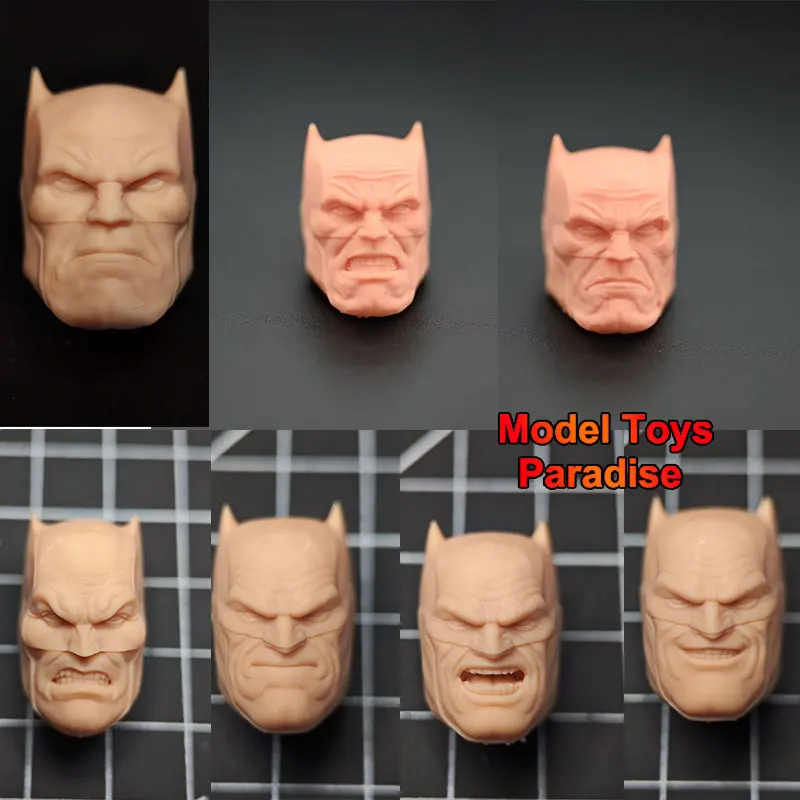 

Неокрашенная белая модель головы солдата Бэтмена в стиле аниме, масштаб 1/12, для самостоятельной сборки, скульптура головы супергероя Темного рыцаря, подходит для 6-дюймовых фигурок.