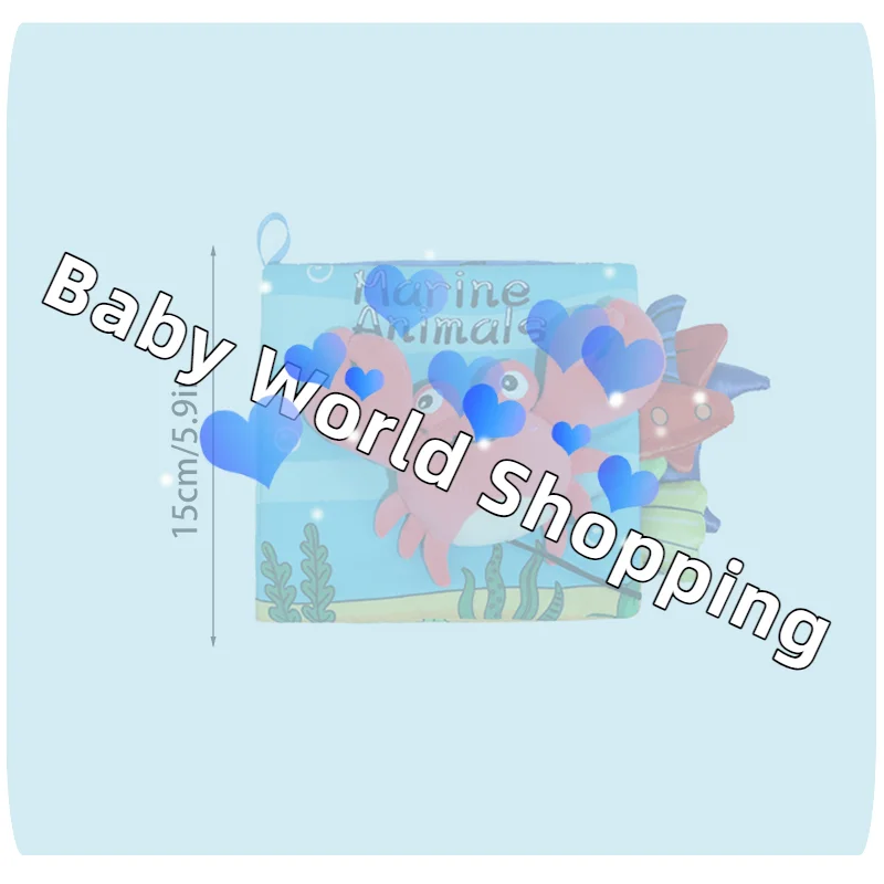 كتب ألعاب ناعمة للأطفال، كتاب قماش مقرمش بتصميم ذيول الحيوانات البحرية للرضع، ألعاب تفاعلية ناعمة للعربة للتنمية المبكرة