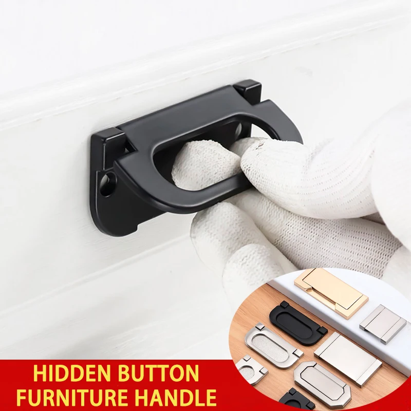 Aluminum Alloy Universal Door Handles Round Cabinet Knobs Cupboard Drawer Wardrobe Pull Knob Furniture Accessories Hidden Handle