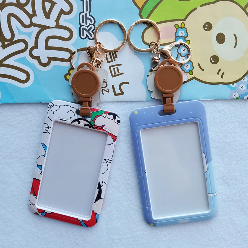 짱구 ID 카드홀더 배지 키 랜야드 배지 키체인, 만화 애니메이션 휴대용 카드 케이스, 사무실 출입 카드 용품