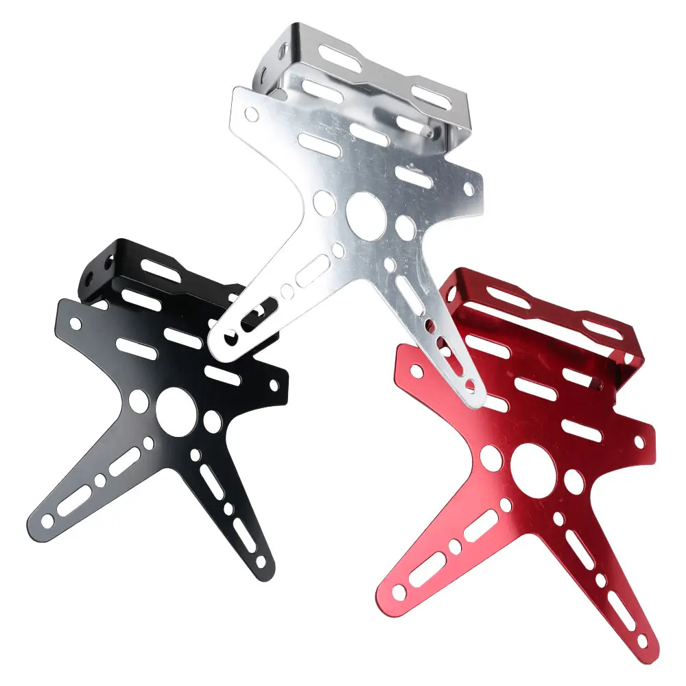 Universal CNC Black Silver Red Adjustable License Plate Holder for Bike Electric Motorcycle