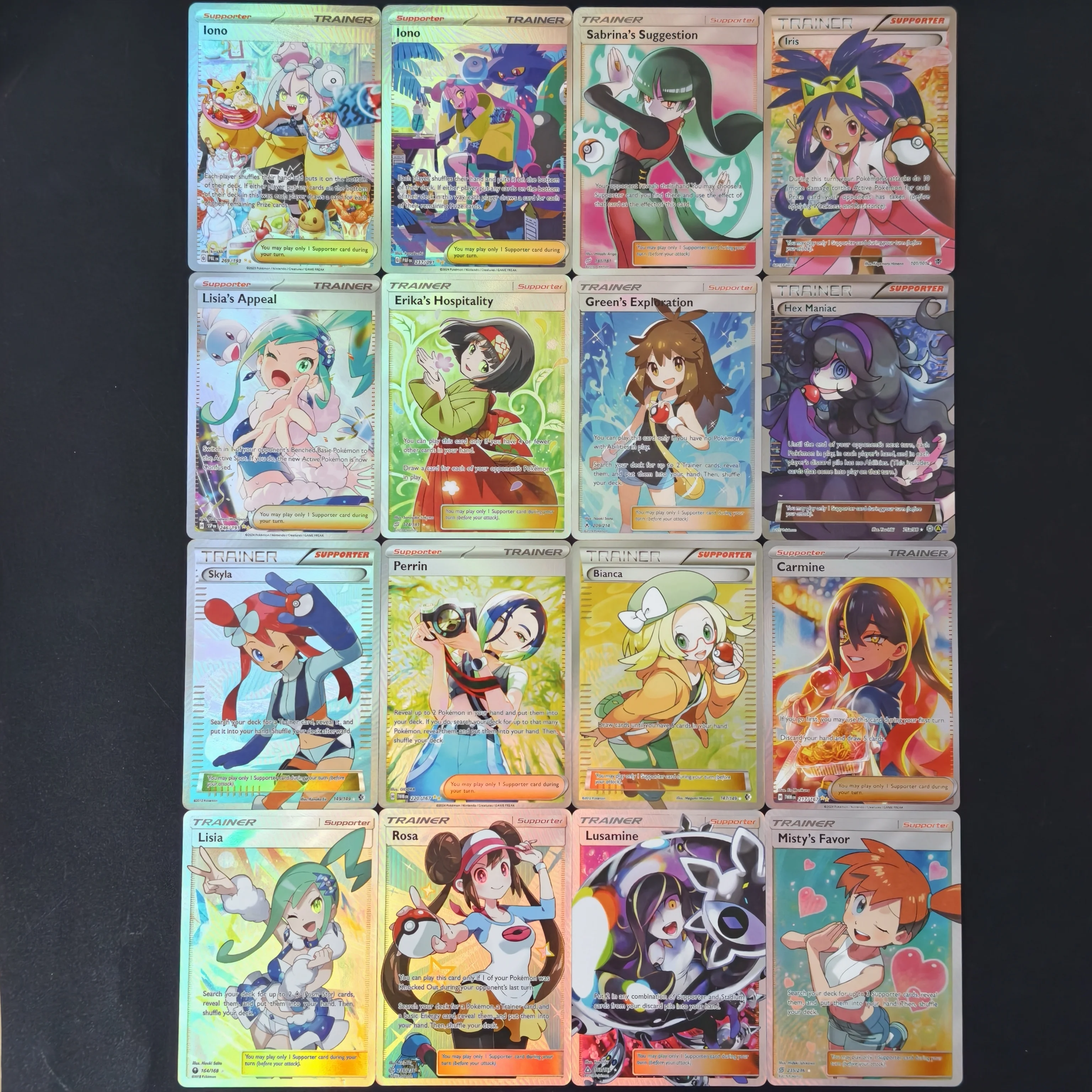 16Pcs/Set PKM Multi-Generation Supporter Trainer Holo Foil Card DIY TCG Advanced Anime Collection Card
