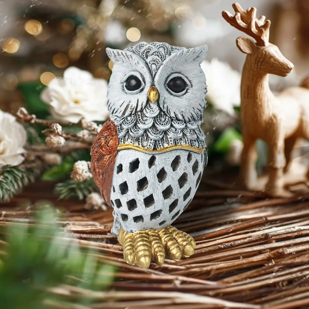 

Animal Owl Resin Light Solar Powered Hollow Out Outdoor Projection Lamp Automatic Light Sensor Durable Garden Decoration Lights