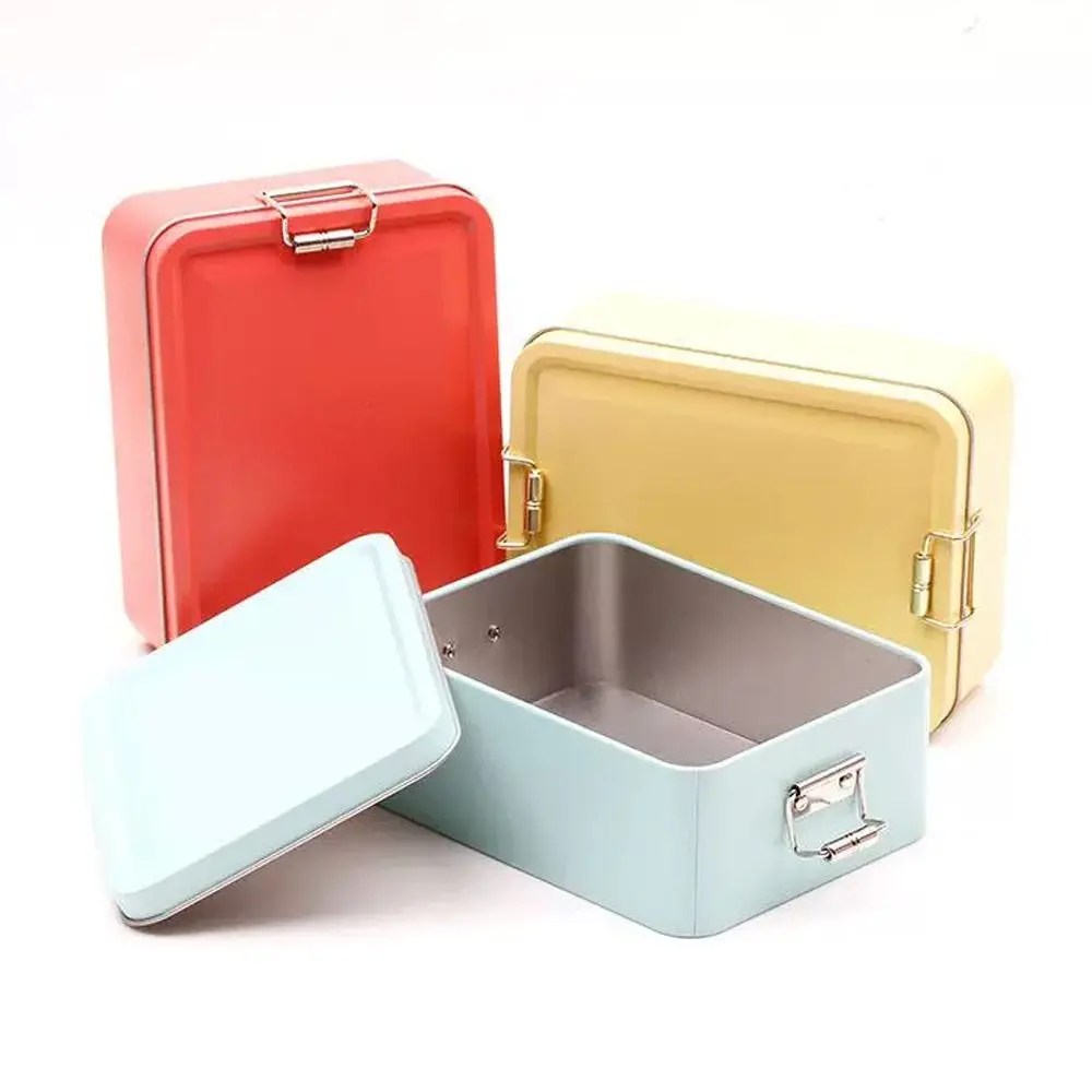 

New With Lid Tinplate Box Multi Color Durable Material Iron Box High Quality Rectangular Shape Rectangular Iron Box Home Use