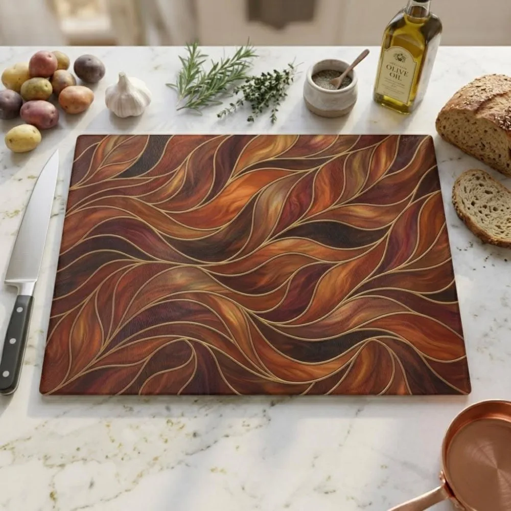 Kitchen Countertop Protector Fluid Flame Pattern Rubber Base Heat Proof Bread Pastry Prep Surface Dining Placemat