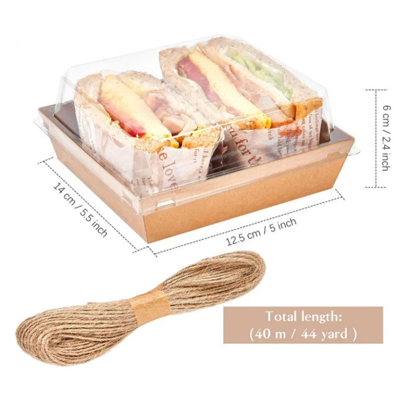 Cajas de papel personalizadas para guardar comida, caja cuadrada con tapa para sándwich