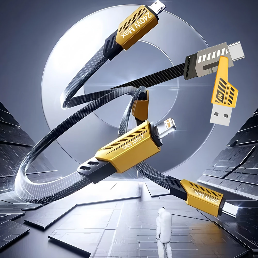 Multifunctional 240W Fast Data Cable 3IN2 6A Mobile Charging Cable  Suitable For iPhone 16 15 14 13 Huawei Samsung And Xiaomi
