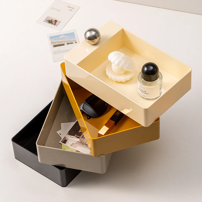 【EpeiusHome】Nordic Rotatable Storage Box Multi-Layer Dresser Cosmetics Skin Care Lipstick Jewelry Sundries