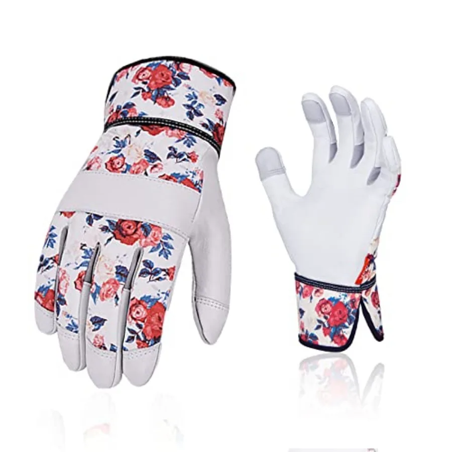 

Vgo... Gardening Gloves for Women, Goatskin leather, Puncture Resistant Palm and Fingertips, Touchscreen GA56
