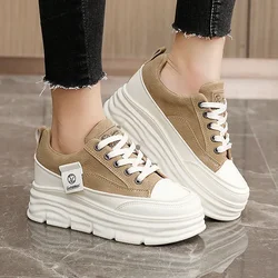 Women Platform Shoes Spring/Autumn Outdoor Comfortable Lace Up Heightened Thick Sole Sneakers Versatile Student Skateboard Shoes