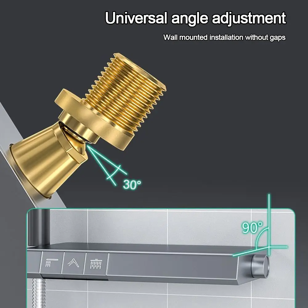 Copper Angled Curved Foot Angle Adjustment Lengthened Shower Faucet Adapter Wall Mounted Thickened Eccentric Screw Corner