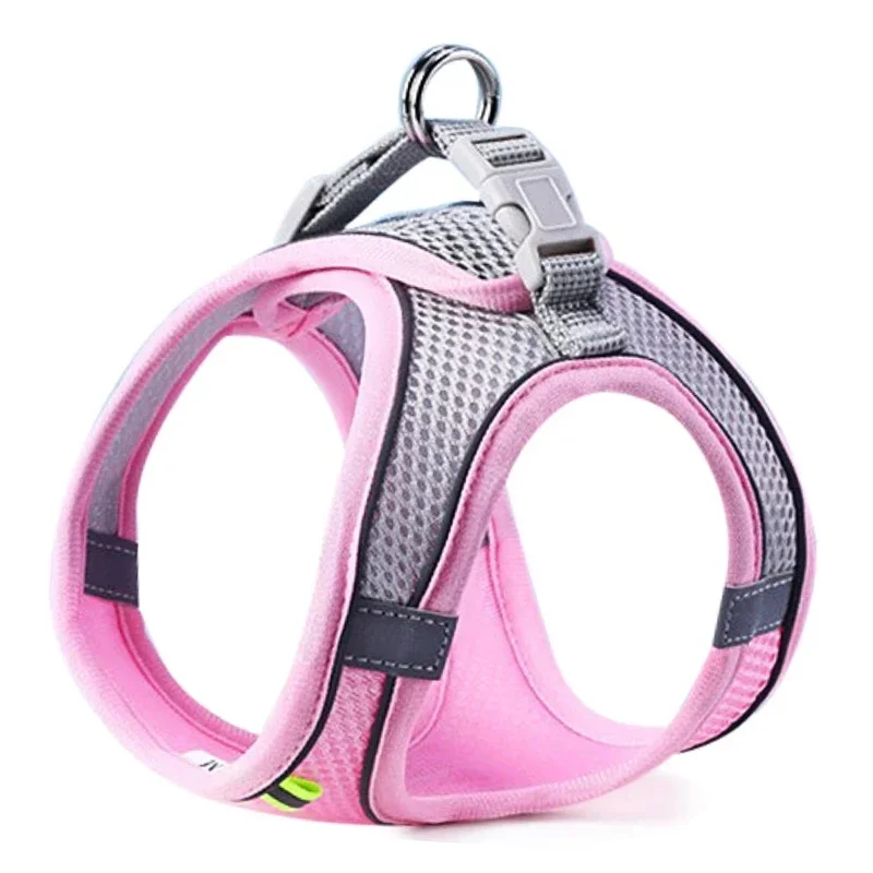 Chaleco con arnés ajustable para gatos/perros, diseño seguro, para gatos pequeños y medianos, arnés para mascotas, cuerda para el pecho y tiras reflectantes, transpirable