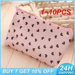 1~10PCS Zipper Portable Stylish Portable Makeup Bag For On-the-go Beauty Pouch Must-have Pvc Women Cosmetic Bag Cute 4 Colors