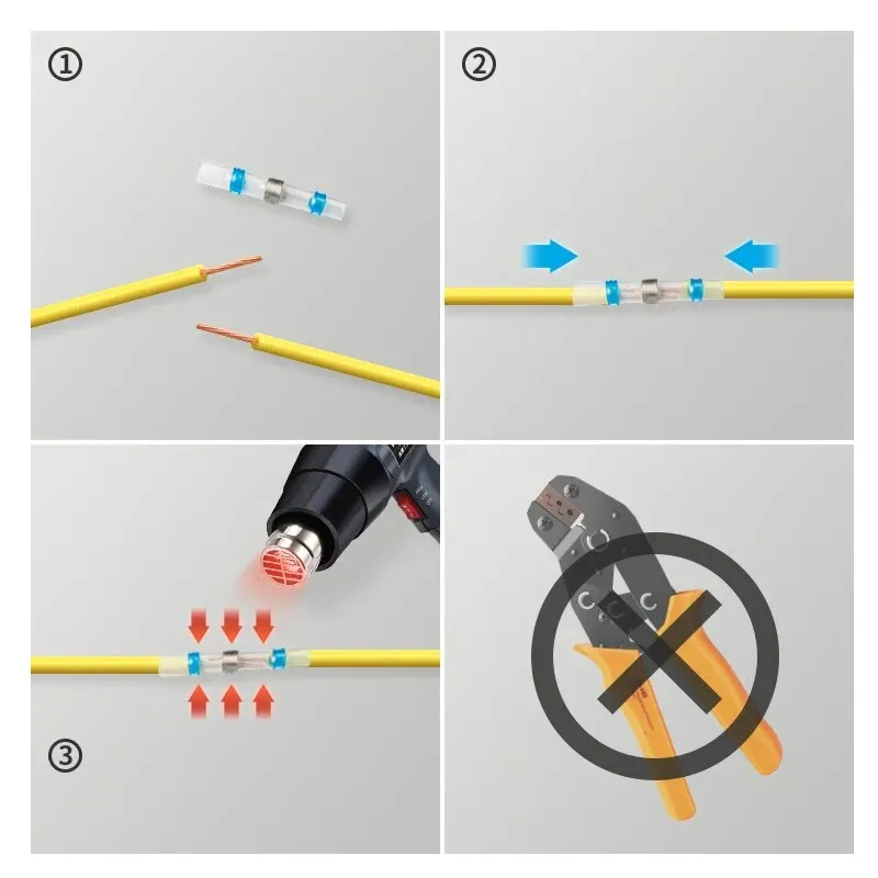 Electrical Wire Connectors Insulated Butt Splice Heat Shrink Solder Terminal Waterproof Butt Connectors Wire Cable Terminal image 6