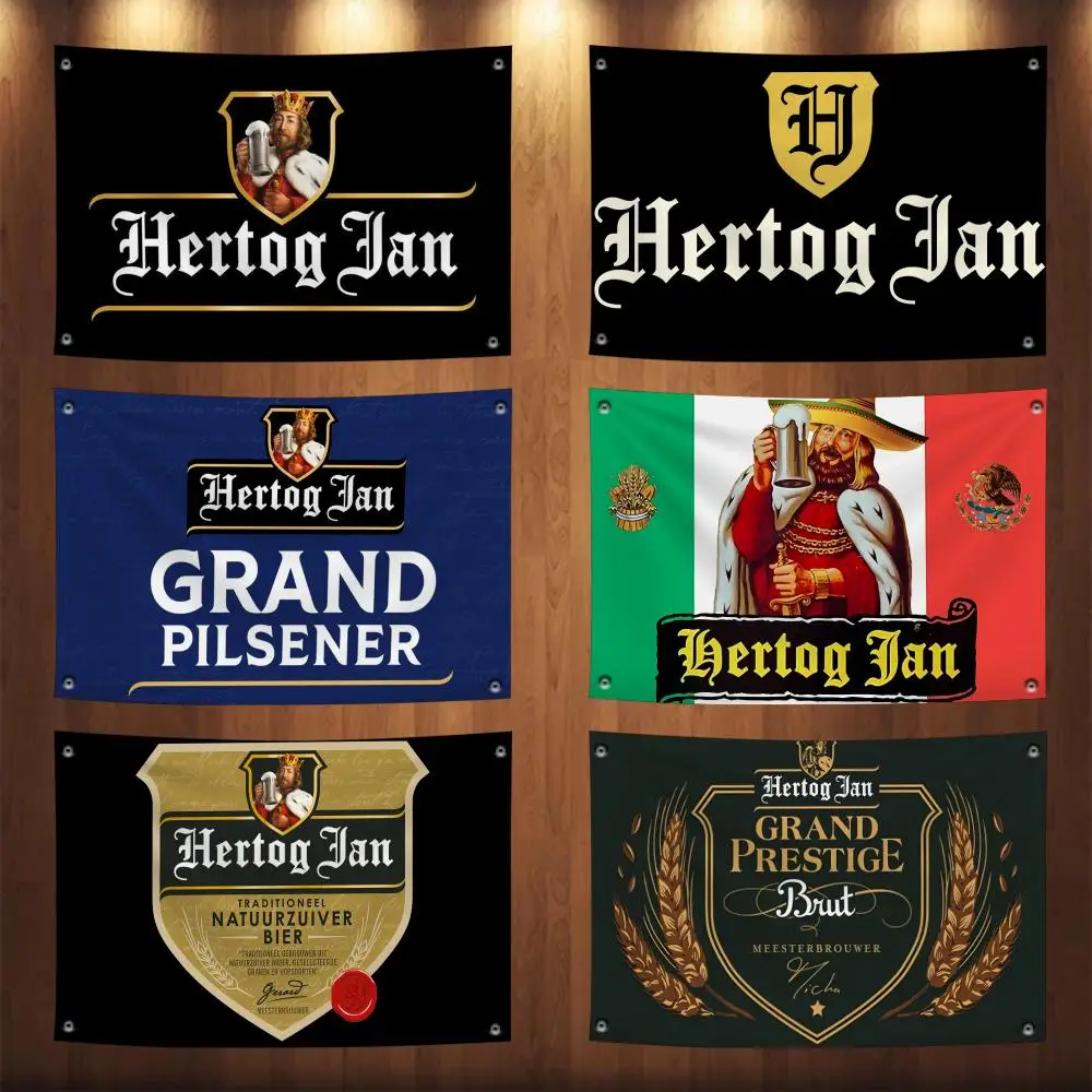 Beer H-Hertogs J-Jans Flags No-installation Foldable Flag, Personalized Logo Banner for Dorm, Outdoor Picnics, Balconies