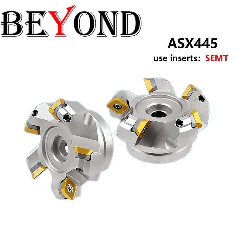 BEYOND 45 Degrees ASX445 ASX 445 050A04R 063A05R 080A06R 100C07R 50 63 80 100 4T 5T Milling Cutter Head CNC Carbide Inserts SEMT