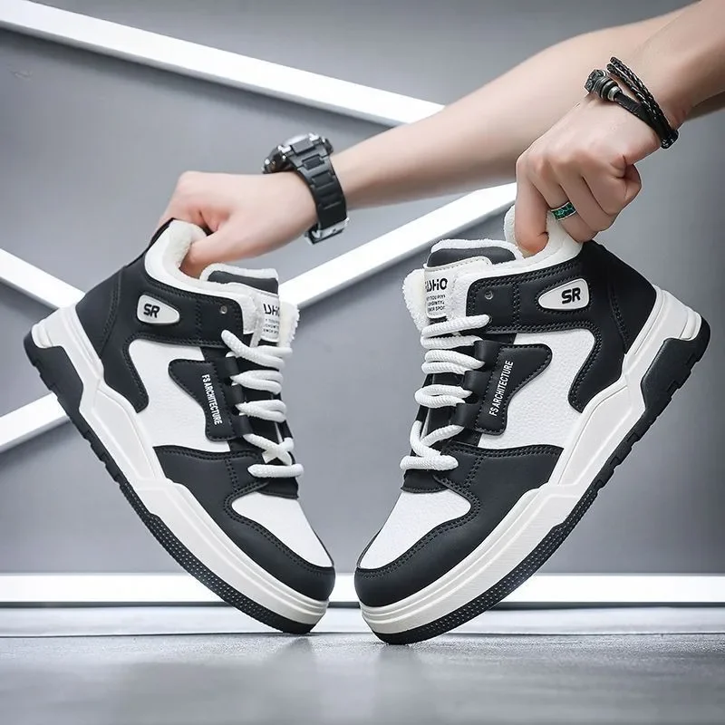 

Men's 2025 AW New Arrival Thick Sole Lace Up Fleece Warm Skate Shoes Trendy Casual Cotton Sports Sneakers Versatile