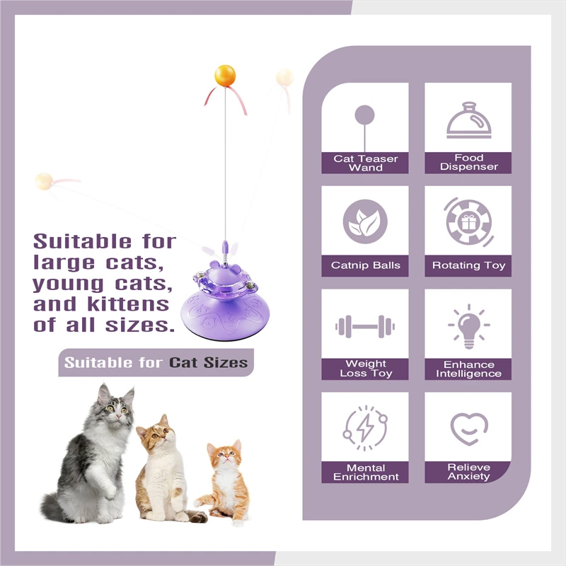 Cat Toy Tumbler Toys Cats Kitten Interactive Game Gleamy Intelligence Training Food Feeder Dispenser Toy with Fun Cat Stick&Ball