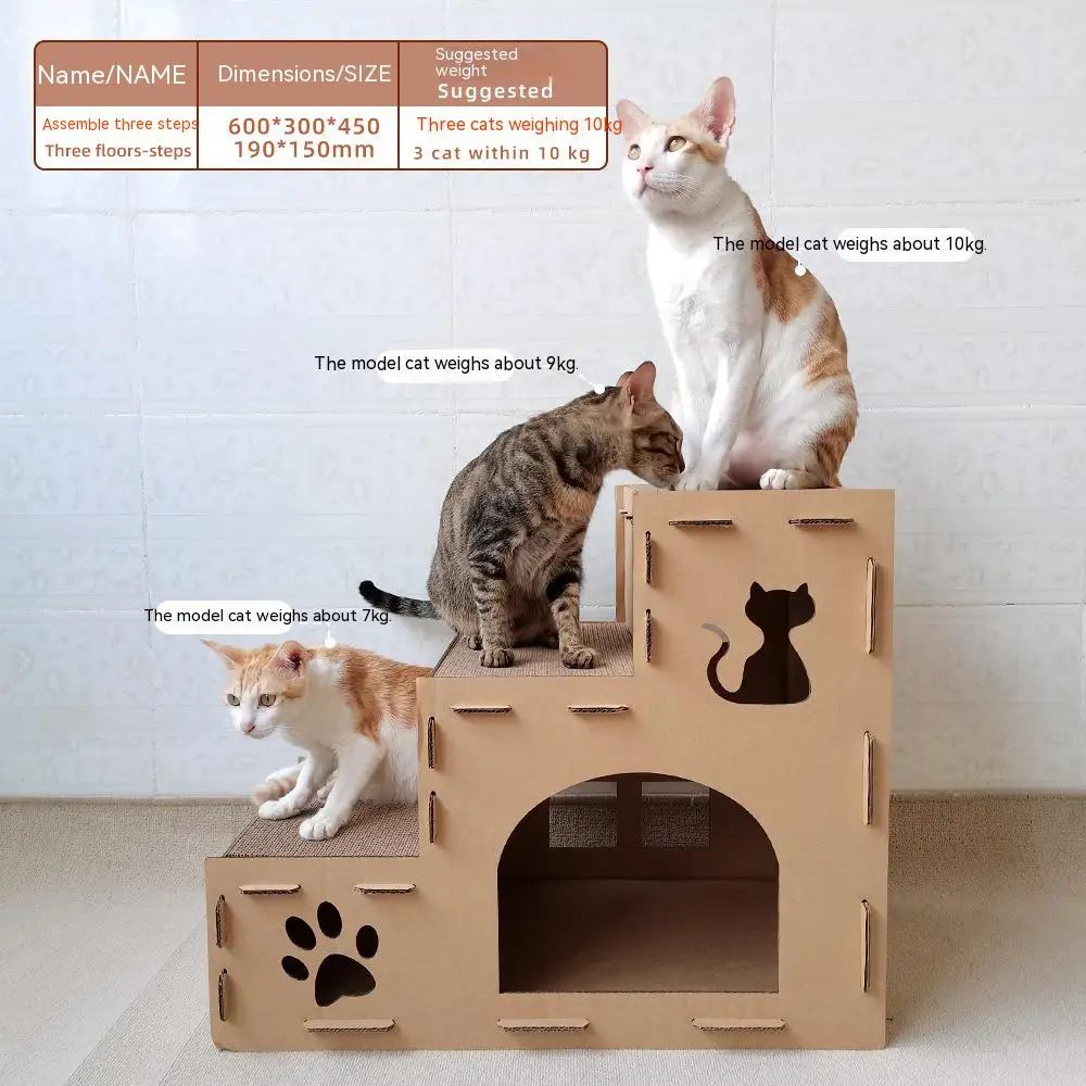 

Corrugated Cat Scratching Board Japanese and Korean Amazon Replaceable Cat Litter Cat Claw Board 3 Floors Simple Step Cat House