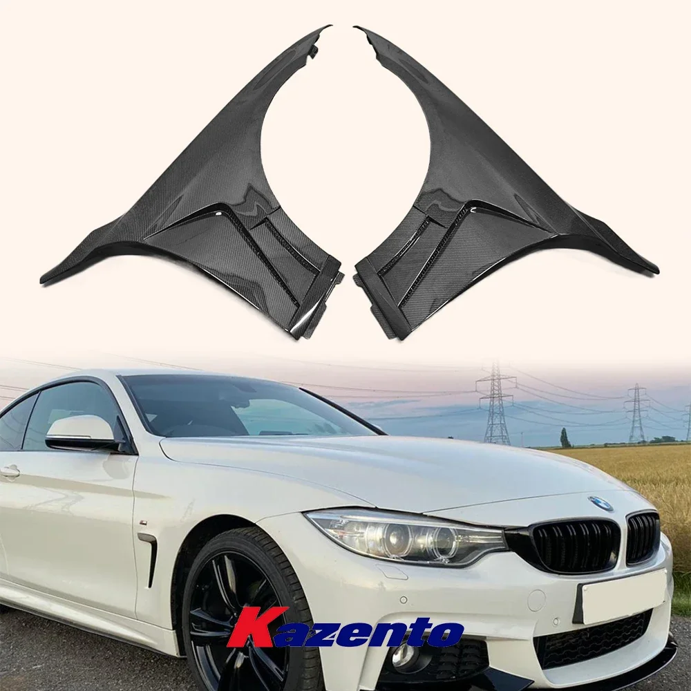 For BMW 13-20 4 Series F32 F33 F36 Car Body Kit Carbon Fiber KZ Style Front Vented Cooling Fender Pair