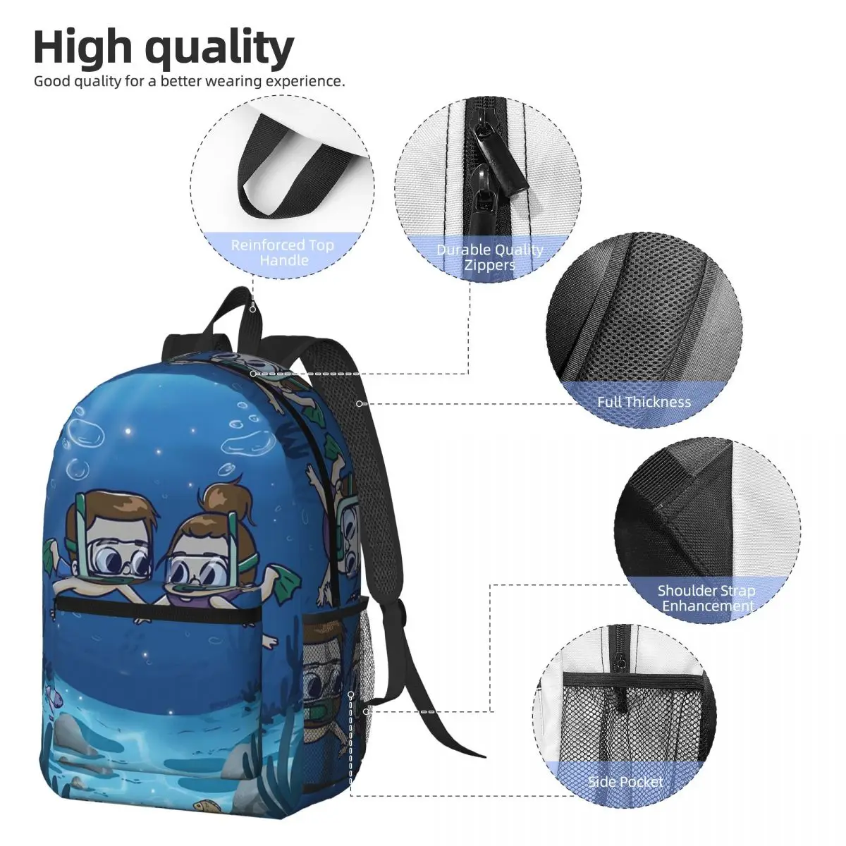 Under Water Couple - Pibubear Backpack Daypack Large Capacity Children BookBag School Bag Shoulder Bags for Men Women