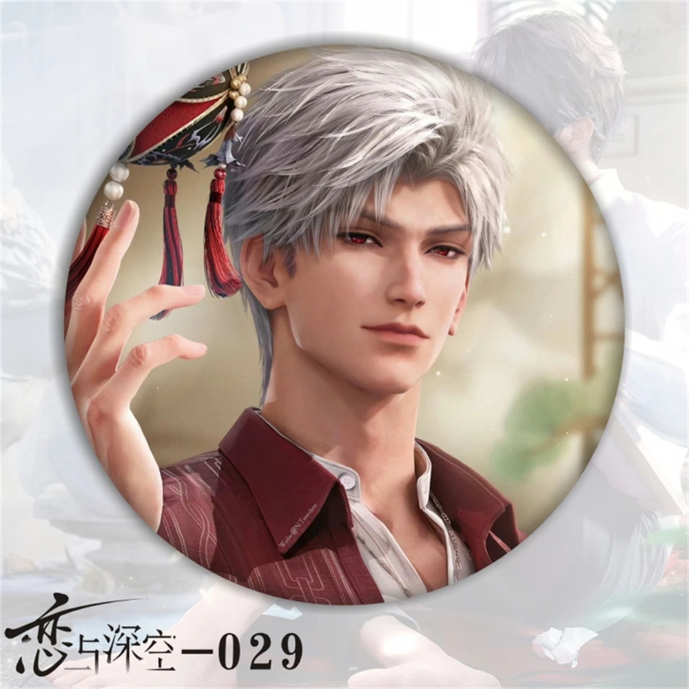 58mm Anime Love and Deepspace Sylus Cosplay COSTUME Badge Pin SPTE Tinplate Brooch﻿ Prop Gilf