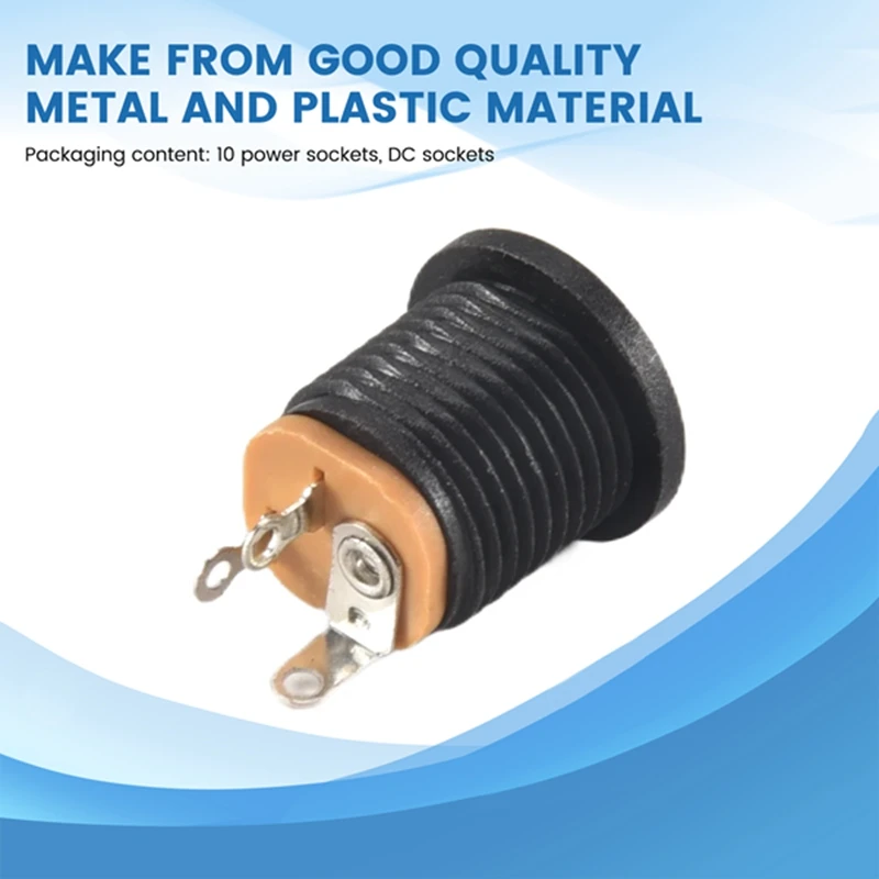 10 Pcs Panel Mount 2.1X5.5Mm Power Jack DC Socket
