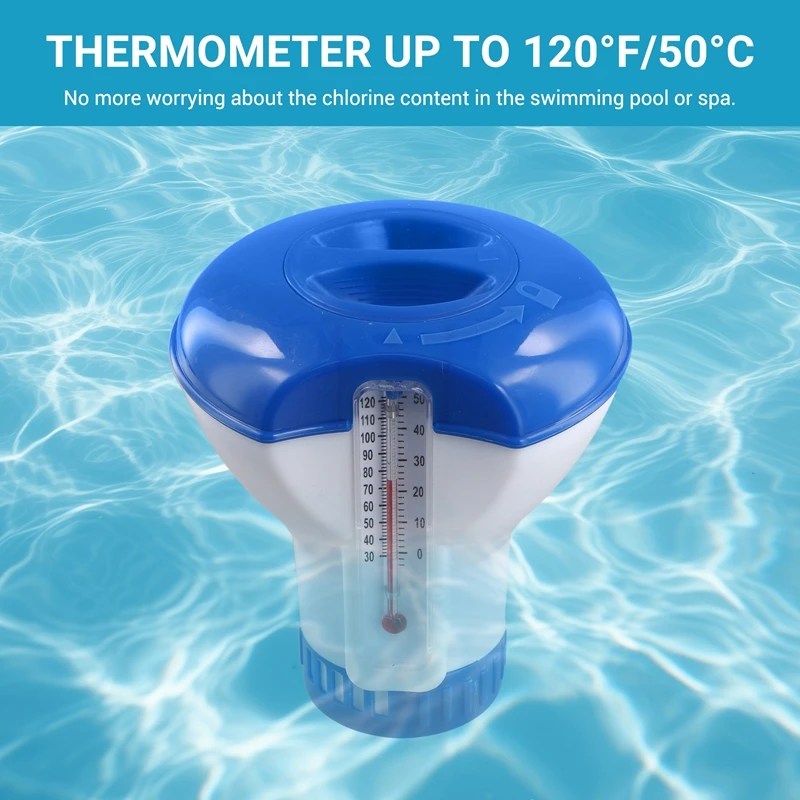 5PCS Swimming Pool Floating Chlorine Tablet Dispenser With Thermometer Automatic Pills Box Spa Pool Accessories