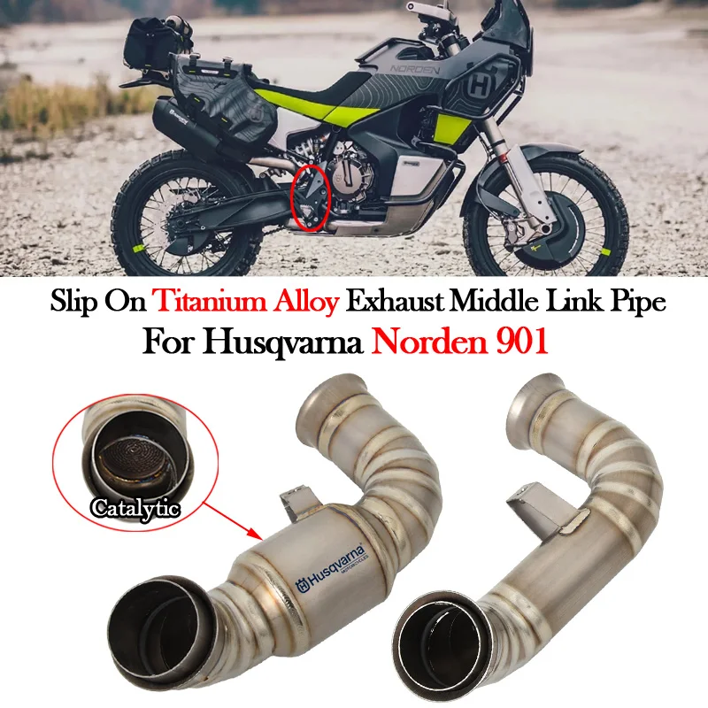 Tubo de enlace medio de aleación de titanio, silenciador modificado para Husqvarna Norden 901, Escape de motocicleta