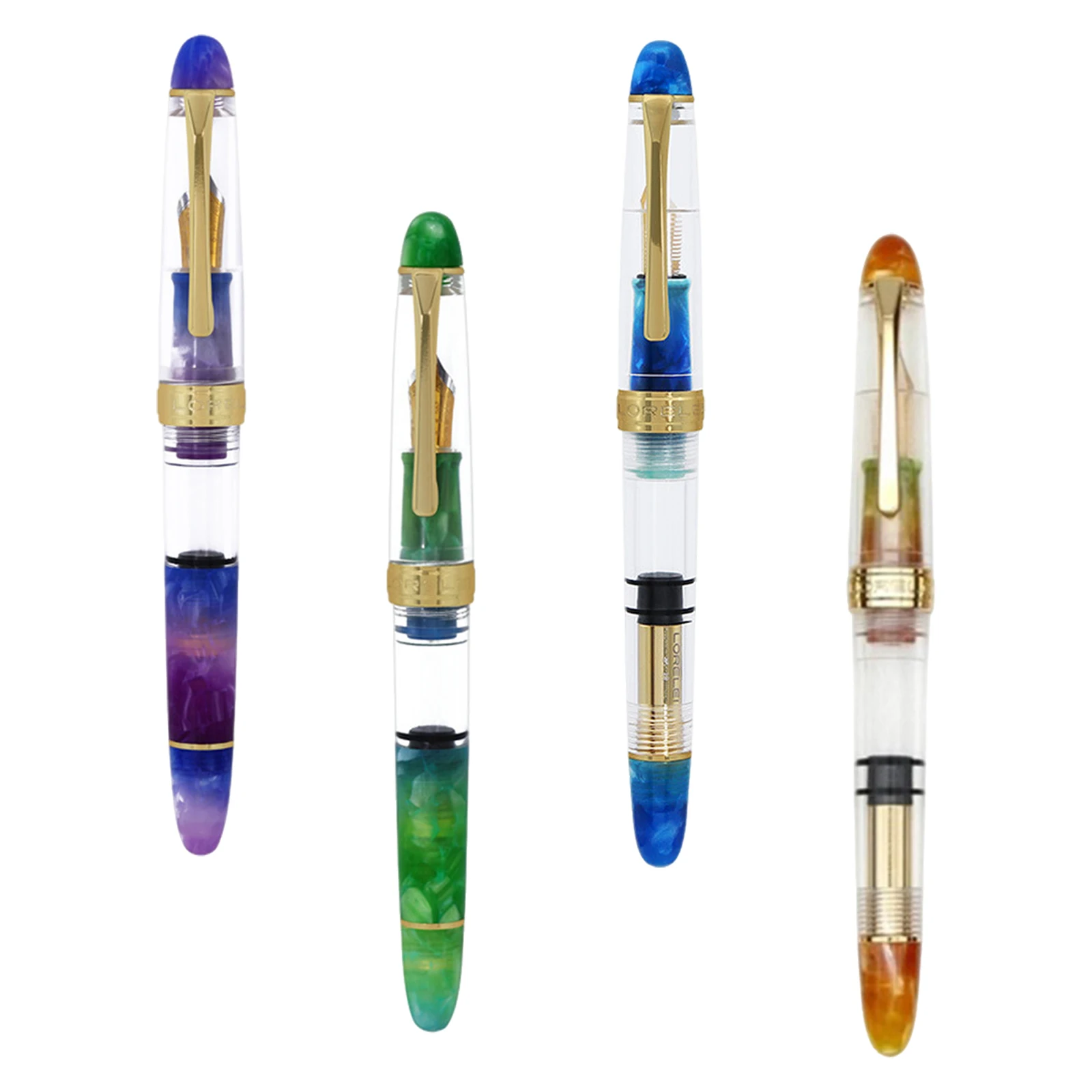 LORELEI 667 Transparent Fountain Pen Acrylic Piston inking  Smooth Writing Signature Pen Iridium EF/F nibs for Office school