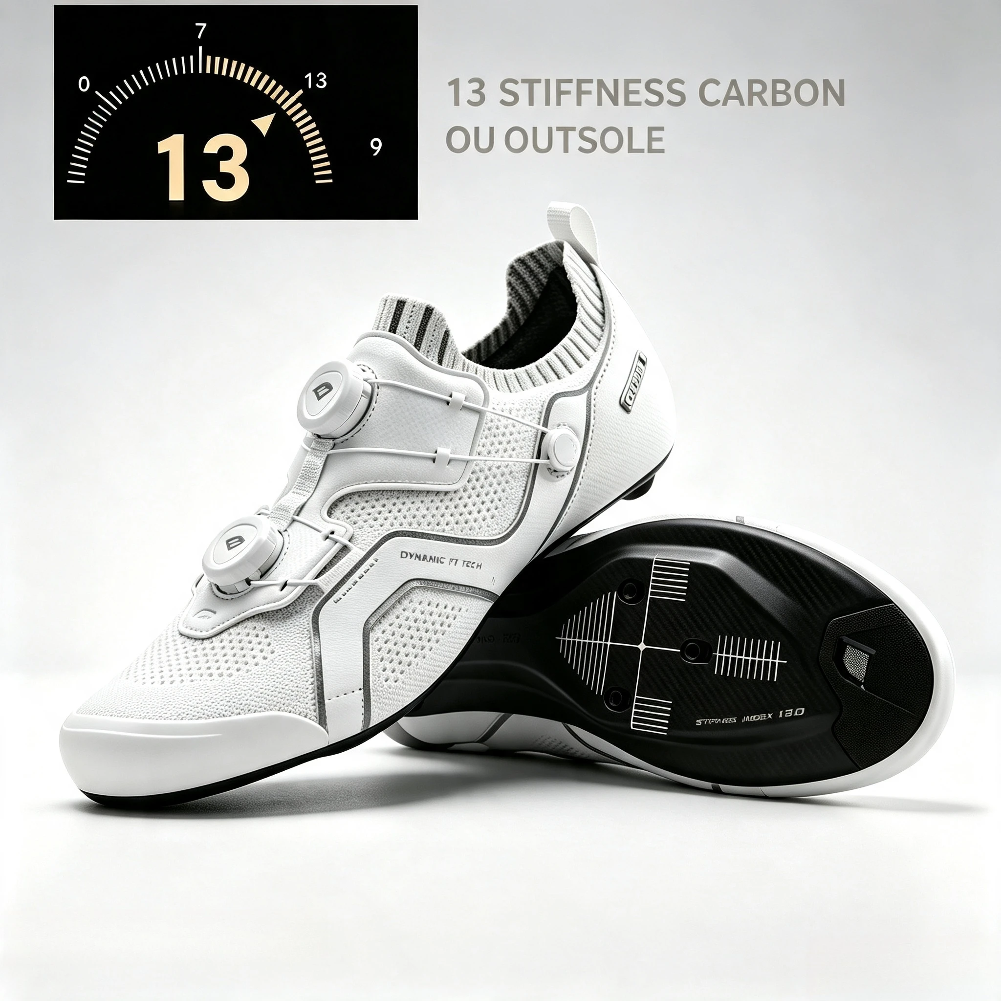 Santic Carbon Fiber Road Cycling Shoes13 Stiffness Carbon Outsole Knit Breathable Road Bike Shoes Rotating Closure Bicycle Lock