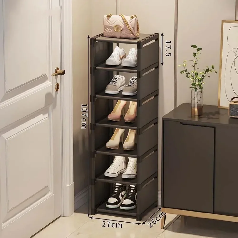 Stackable Simple Shoe Cabinet Multiple Layers Shoe Organizer Wall Corner Vertical Space-Saving Dustproof Sneakers Storage Rack