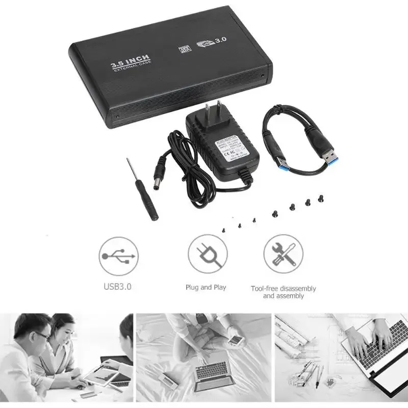 3.5 Inch USB 3.0 SATA External HDD Disk Hard Drive Enclosure Case Type-C External Storage Box Support Hard Drive