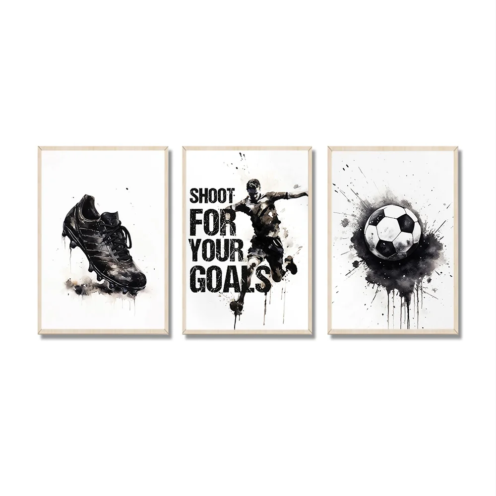 Set of 3 Football Wall Art Canvas Prints Poster, Boys Bedroom Decor Teen Room Football Wall Art, Football GiftsNo Frame
