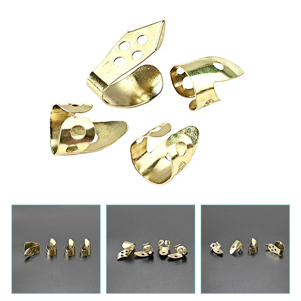 4 قطعة من أعواد أصابع الجيتار المعدنية الاحترافية، لوازم أدوات متعددة الوظائف، واقي متين من الفولاذ المقاوم للصدأ للموسيقيين