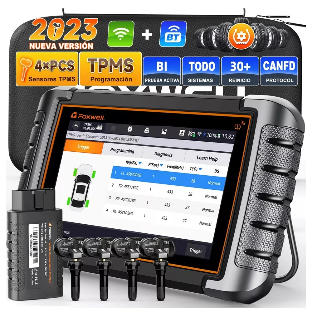 

FOXWELL NT809TS TPMS Programming Tool Car OBD2 Scanner Bluetooth All Systems Diagnostic Bi-Directional Control 30+ Reset