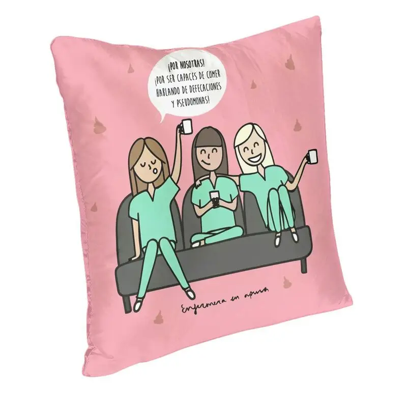 Fashion Enfermera En Apuros Doctor Nurse Medical Health Cushion Covers 40x40 Soft Pillow Case Car Square Pillowcase Home Decor