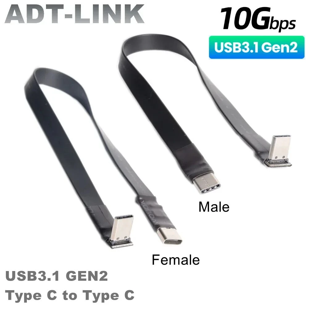 

10 Гбит/с Gen2 USB 3.1 Тип C на Тип C плоский Удлинительный кабель складывается под углом 90 градусов стандартный мужской женский FPC FPV шнур для аэрофотосъемки