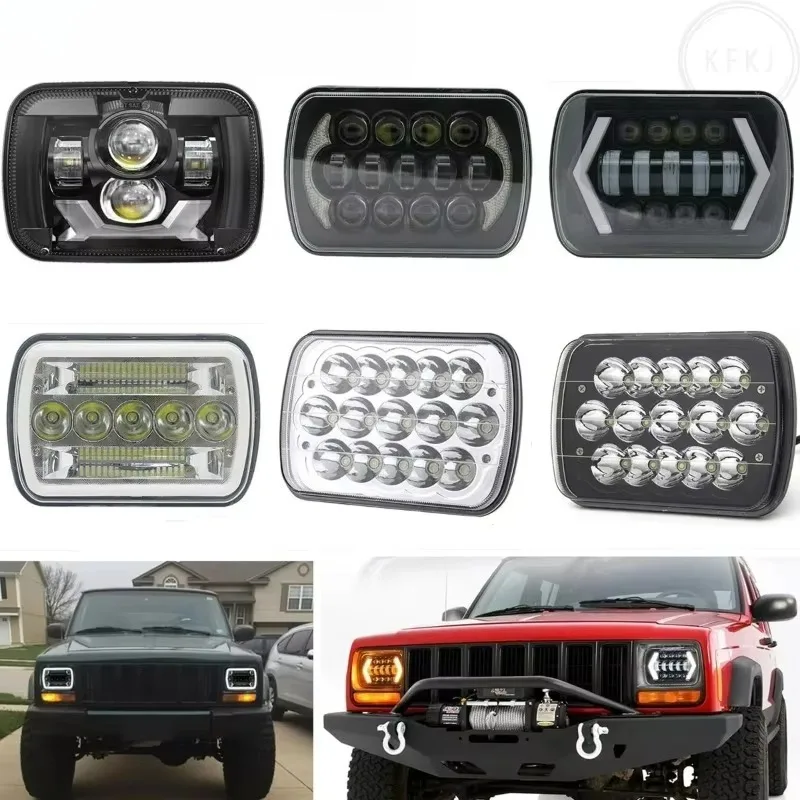 

H6054 5x7 7x6 LED Headlights Hi/Low Beam DRL Turn Signal For Jeep Cherokee XJ Wrangler YJ Kenworth T300 Ford Chevy Toyota Nissan