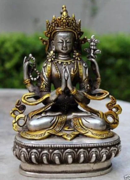 

Rare Old Tibetan Buddhism Silver Bodhisattva Kwan-yin Drolma Buddha Statue