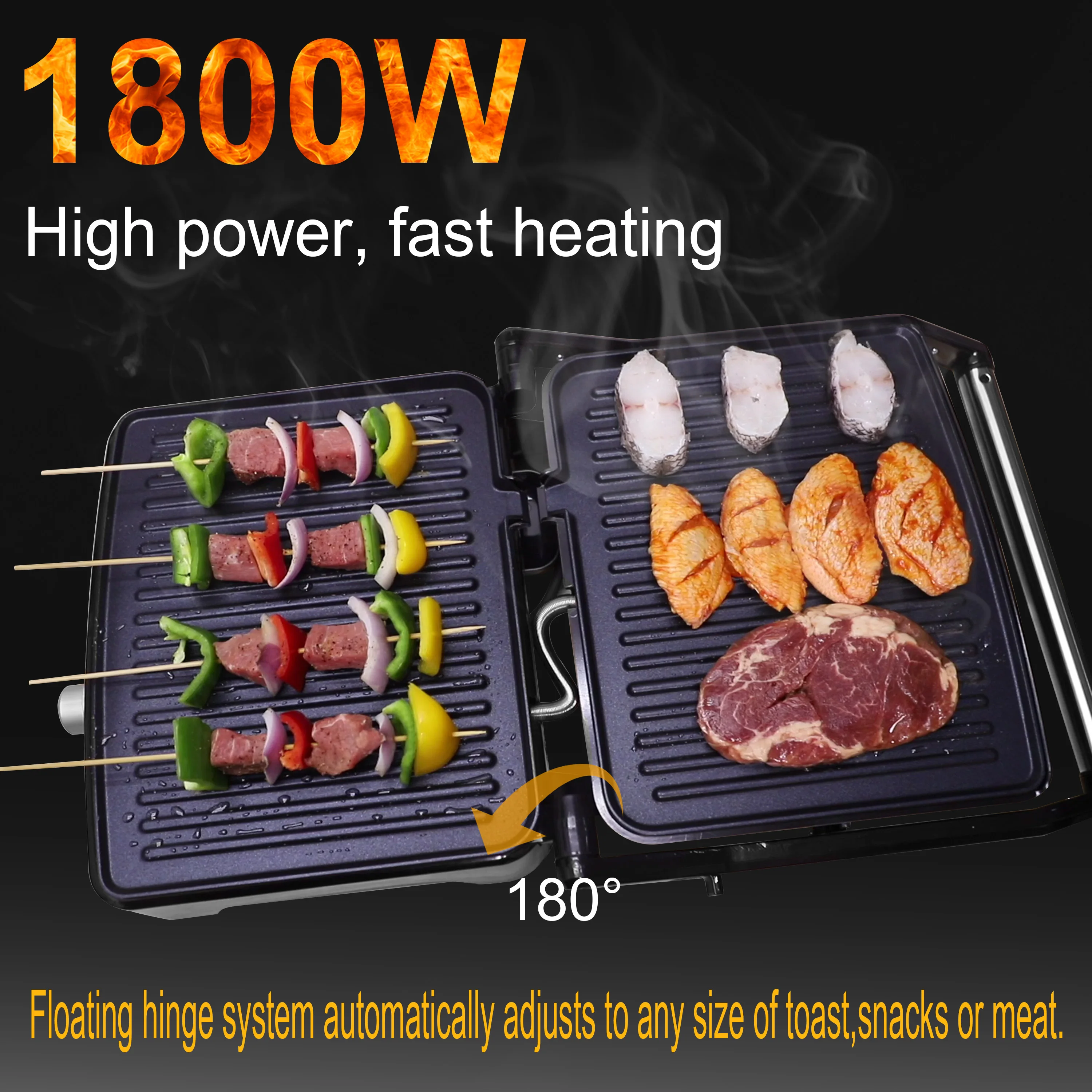 BBQ Electric Contact Grill Griddle And Panini Press Kitchen Barbecue Griddle Smokeless Baking Barbecue Sonifer