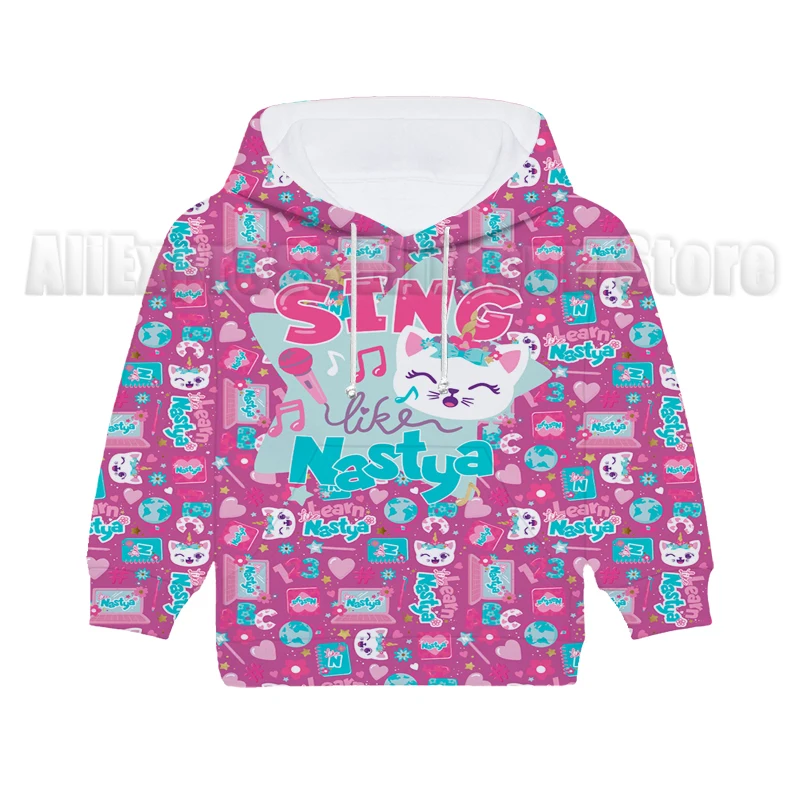 Like Nastya Sweatshirts Fashion Girls Long Sleeve Spring Autumn Hooded Tops Cartoon asual Sports Hoodies 4-10 Years Old