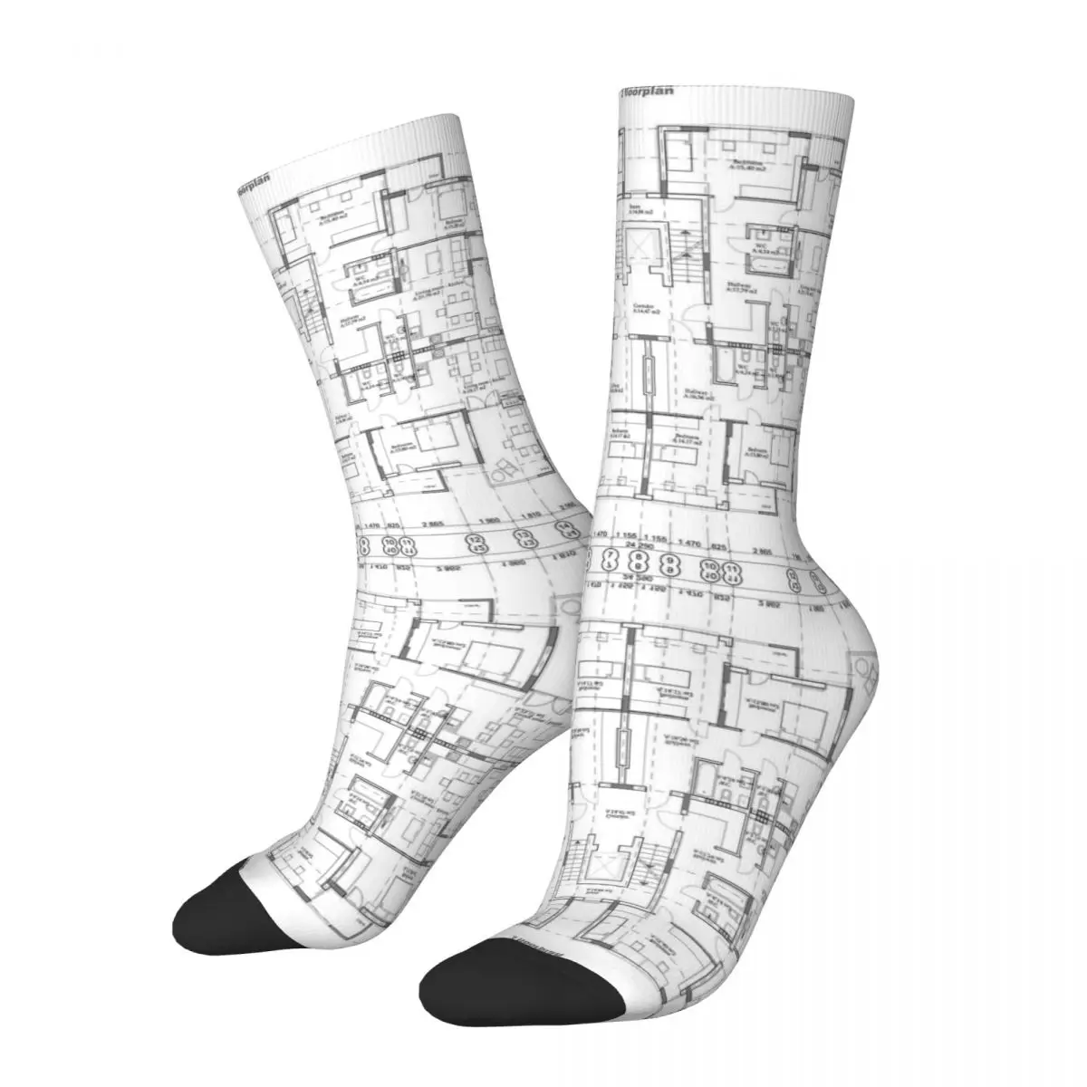 

Detailed Architectural One Story Private House Blueprints And Drawings Socks Stockings All Season Long Socks Man's Woman's Gifts