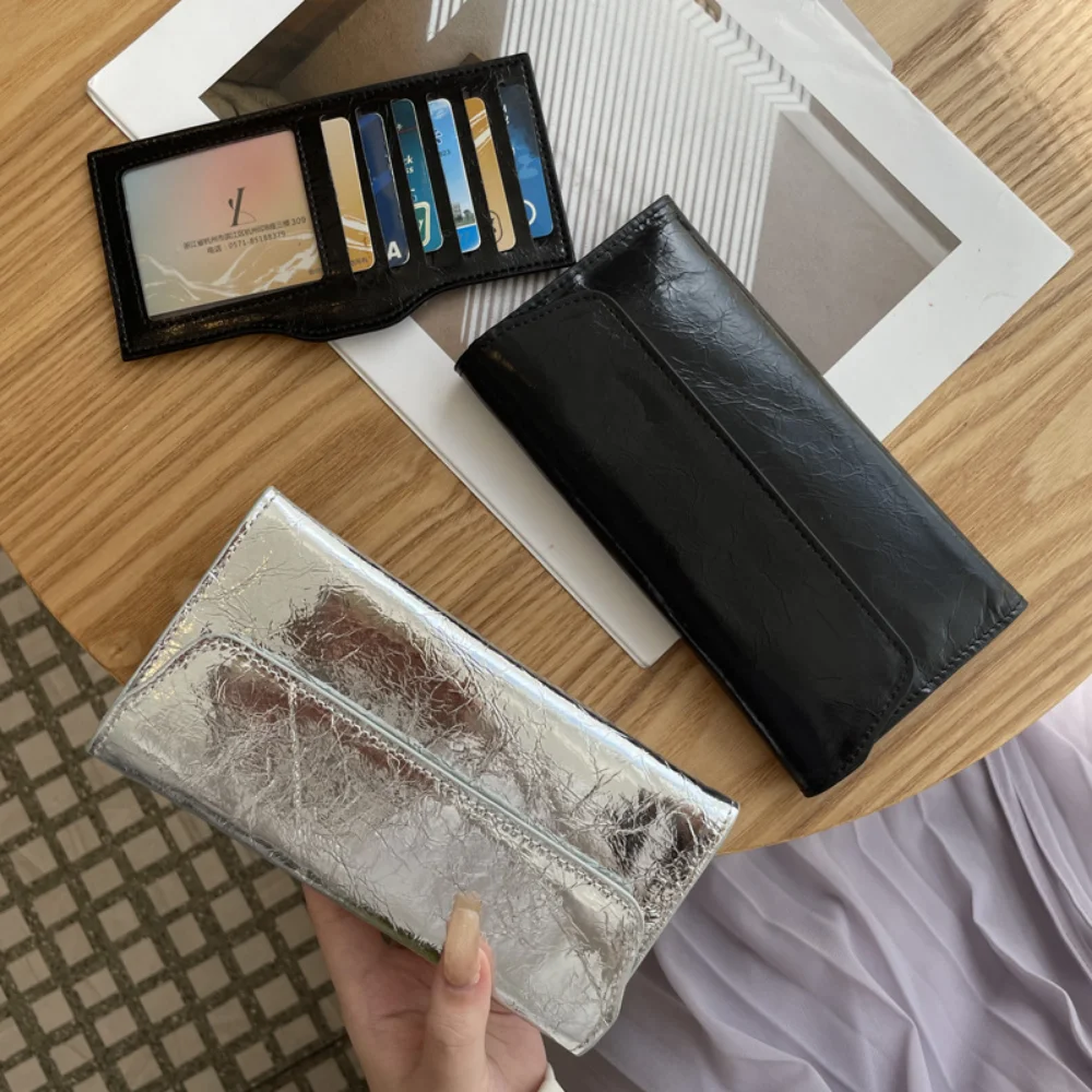 กระเป๋าสตางค์หนังวัวแท้แบบยาว พร้อมคลิปหนีบเงิน ดีไซน์หรูหรา สำหรับผู้หญิง เหมาะเป็นของขวัญสำหรับงานเลี้ยงอาหารค่ำหรือโอกาสพิเศษ