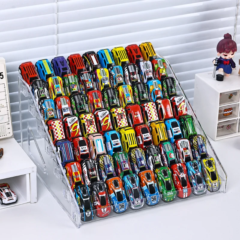 1pc of Transparent Acrylic Multi-Layer Toy Car Storage Box Multifunctional Buckle Ladder Display Rack Practical Storage Rack