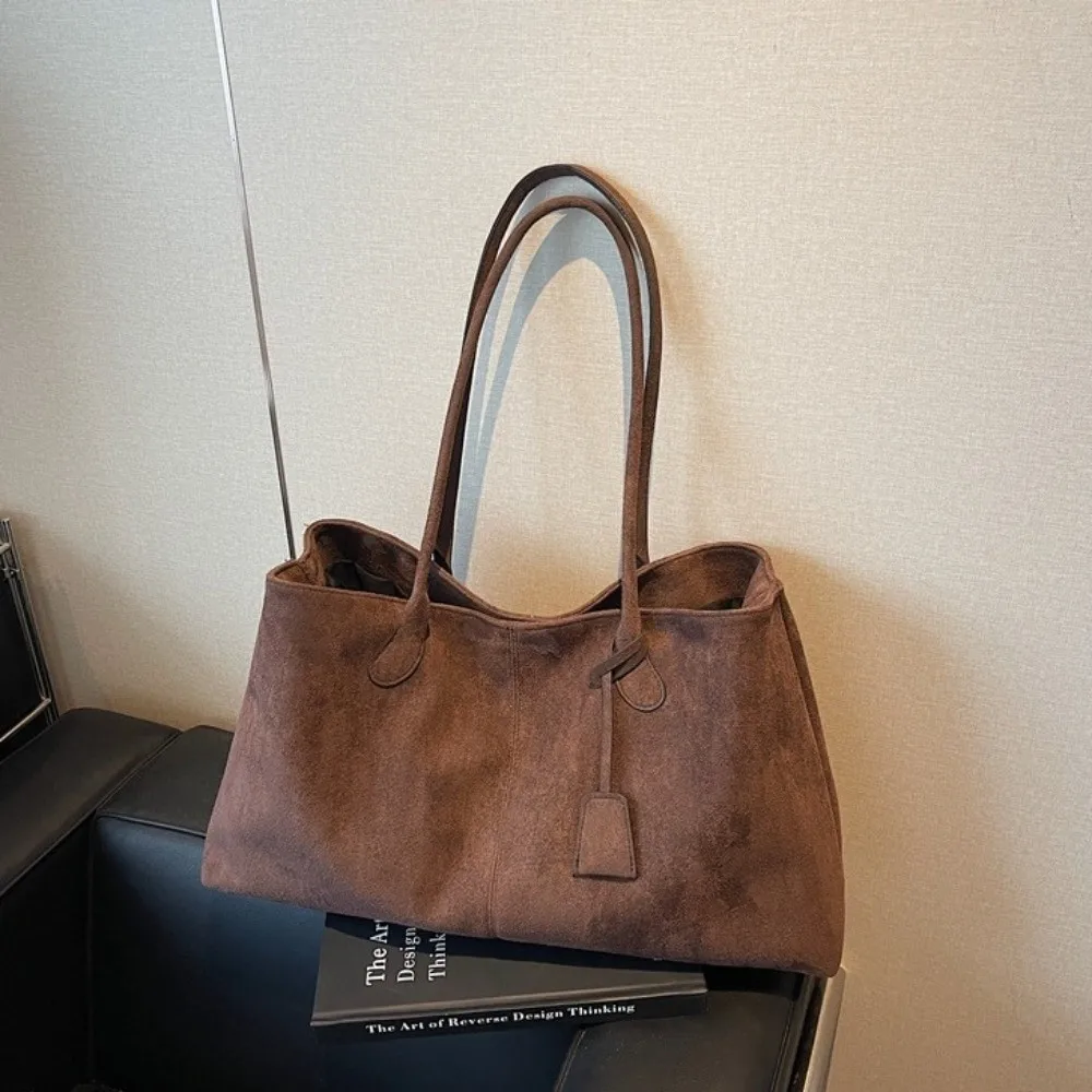 

Simple Shoulder Pouch Suede Shoulder Bag Storage Korean Style Suede Handbag Large Capacity All-match Underarm Tote Bag Travel
