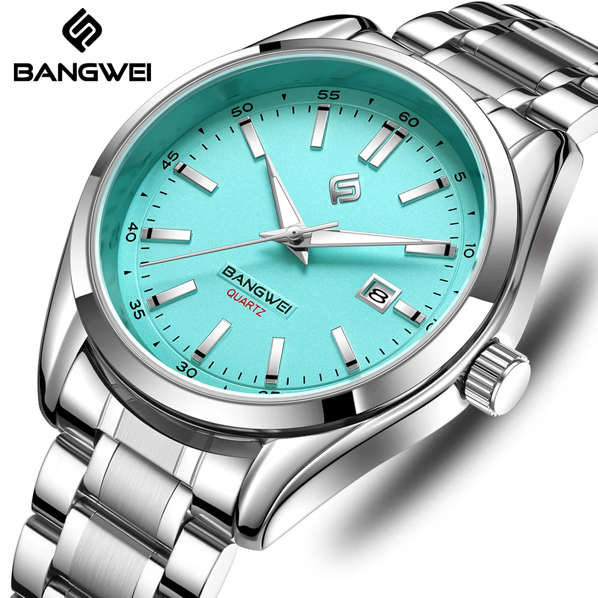 

BANGWEI 2026 Luxury Man Watch Fashion Brand Stainless Steel Clock Waterproof Luminous Calendar Business Quartz Watches for Men
