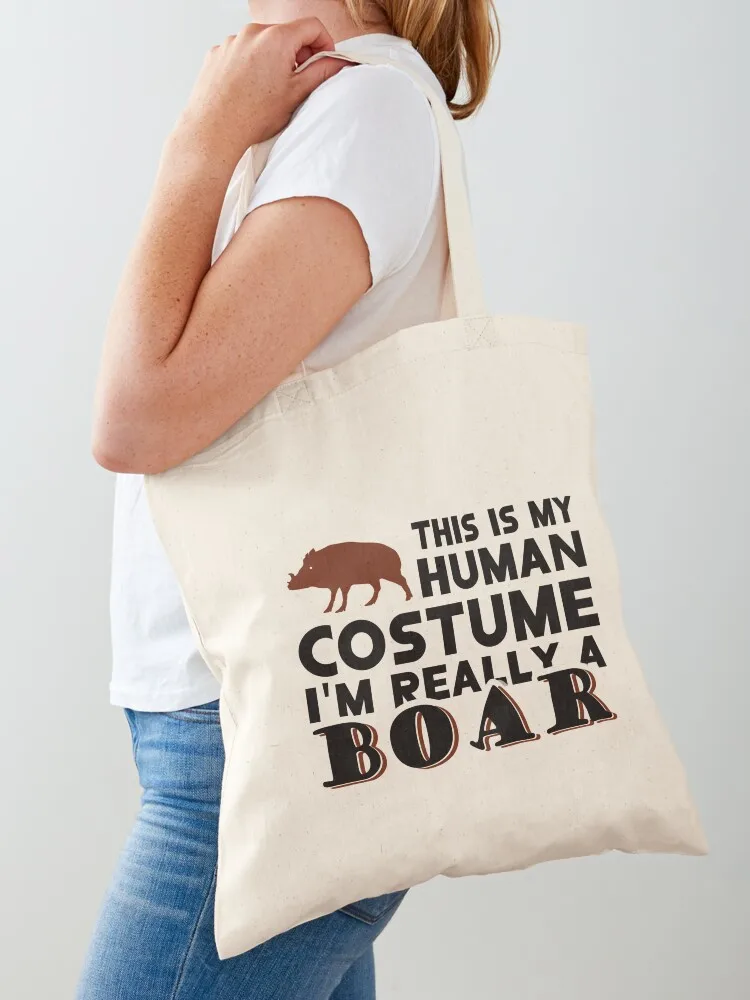 

Wild boar costume animal fan gift saying hunting Tote Bag Handbags Women's shopper bag Shopper bag great