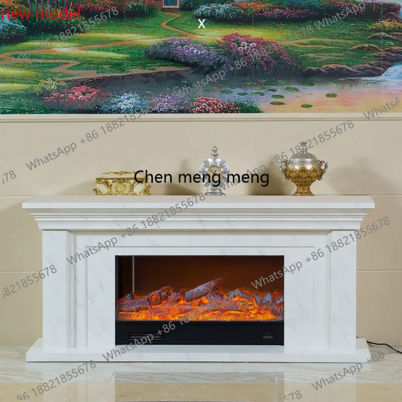 

Light French Solid Wood TV Cabinet Fireplace American, Decorative Cabinet Marble, HouseholdDD